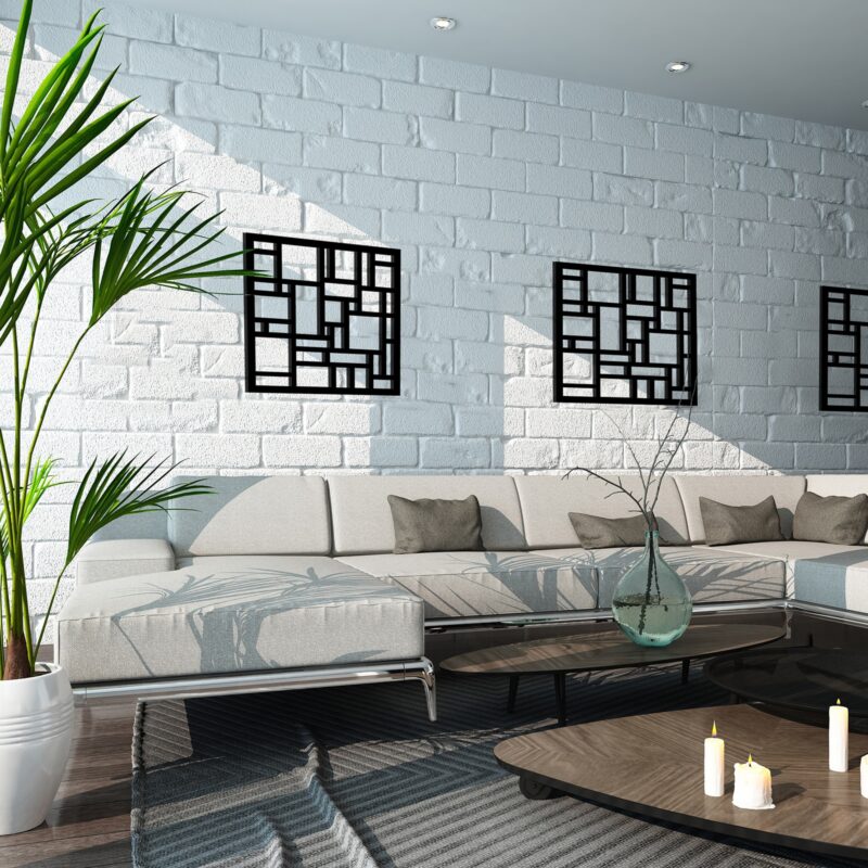 34217 Tiles Wall Art Charcoal lifestyle